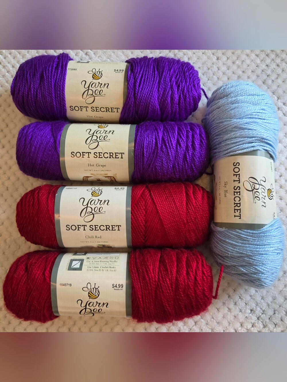 HOBBY LOBBY SOFT SECRET YARN LOT OF 5 SKEINS